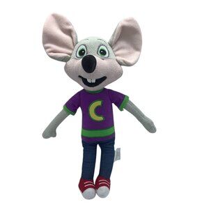 Chuck E. Cheese Plush Toy Mouse Purple Shirt‎ Green C Logo Red Shoes 13” Mascot
